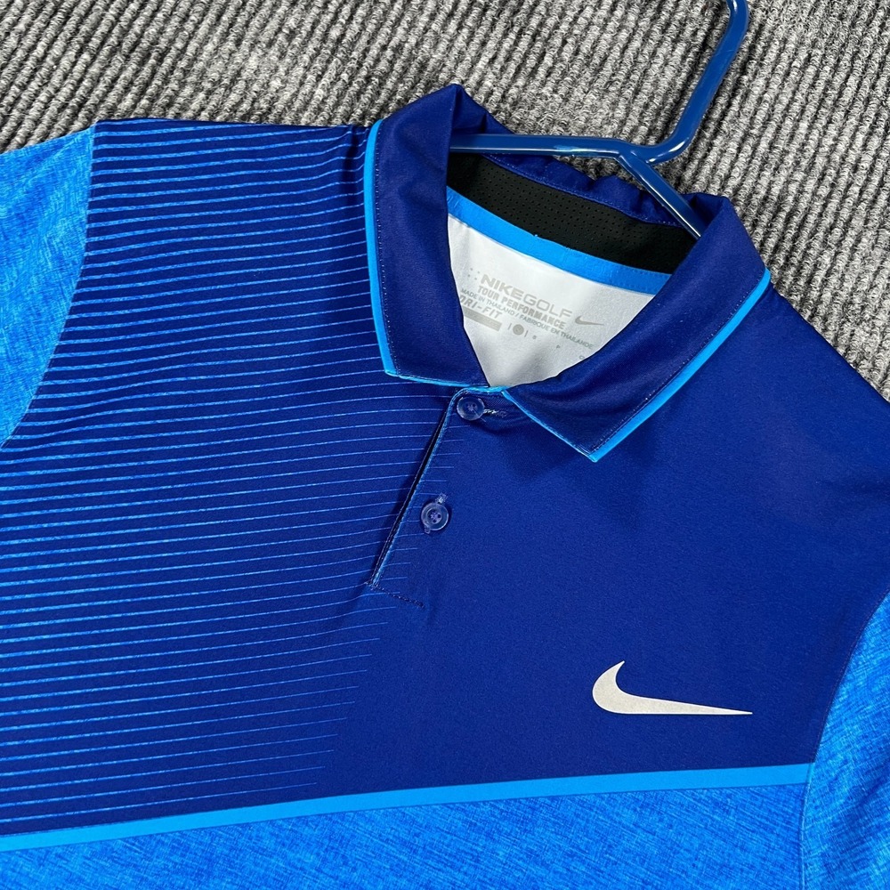 Nike Golf Tour Performance Polo Shirt Mens Small Blue Short Sleeve Dri Fit Casua